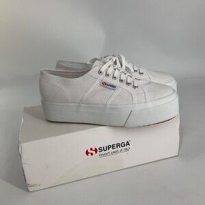 Superga White Linea Up And Down Platform Sneakers US W 10.5 M 9 canvas Classic